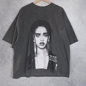 Rihanna Shirt Mens Medium Gray Oversized Graphic Tee Streetwear Pritty Ugly